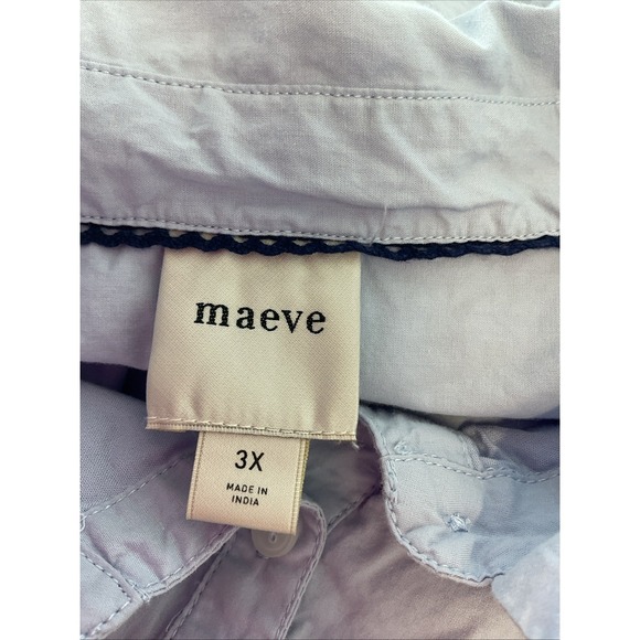 Anthropologie Maeve Asymmetrical Blue knee 3D shirt Dress Cotton Plus 3X Popover - Picture 7 of 10